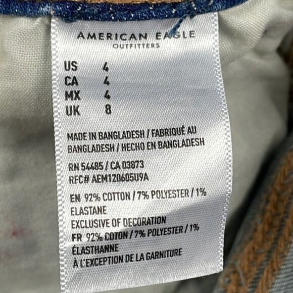 American Eagle Hi Rise Shortie Shorts Denim Jean Button Fly Distressed Cut Off 4 - Picture 11 of 12